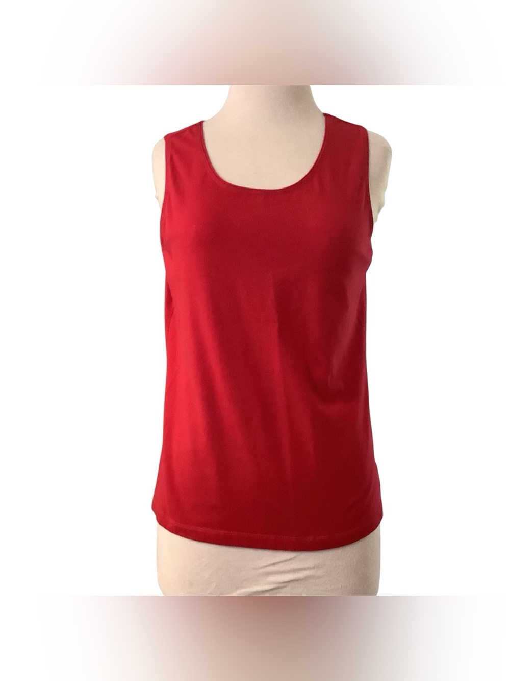 Kim Rogers Solid Red Scoop-Neck Tank